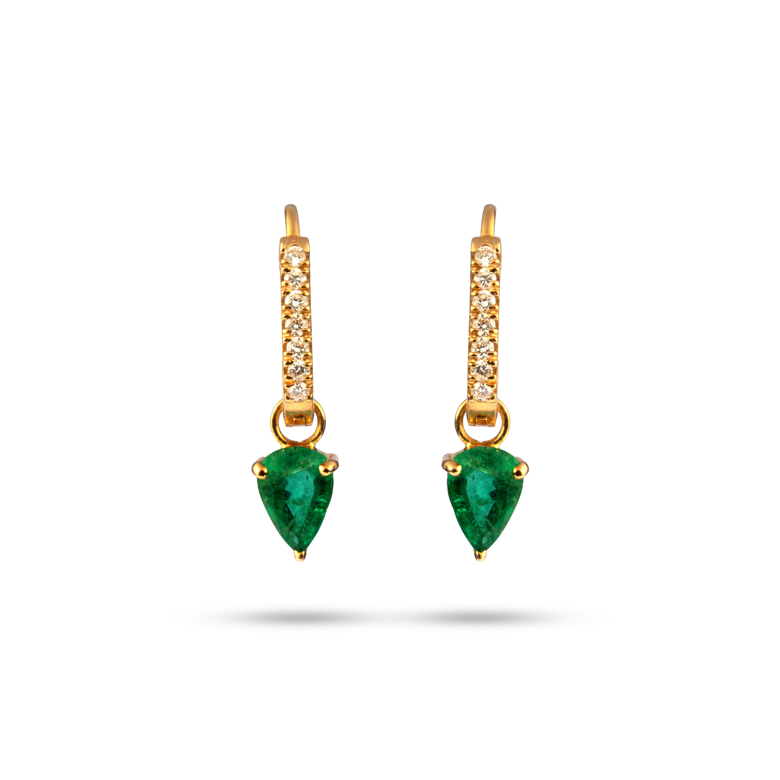 PEAR EMERALD HOOPS