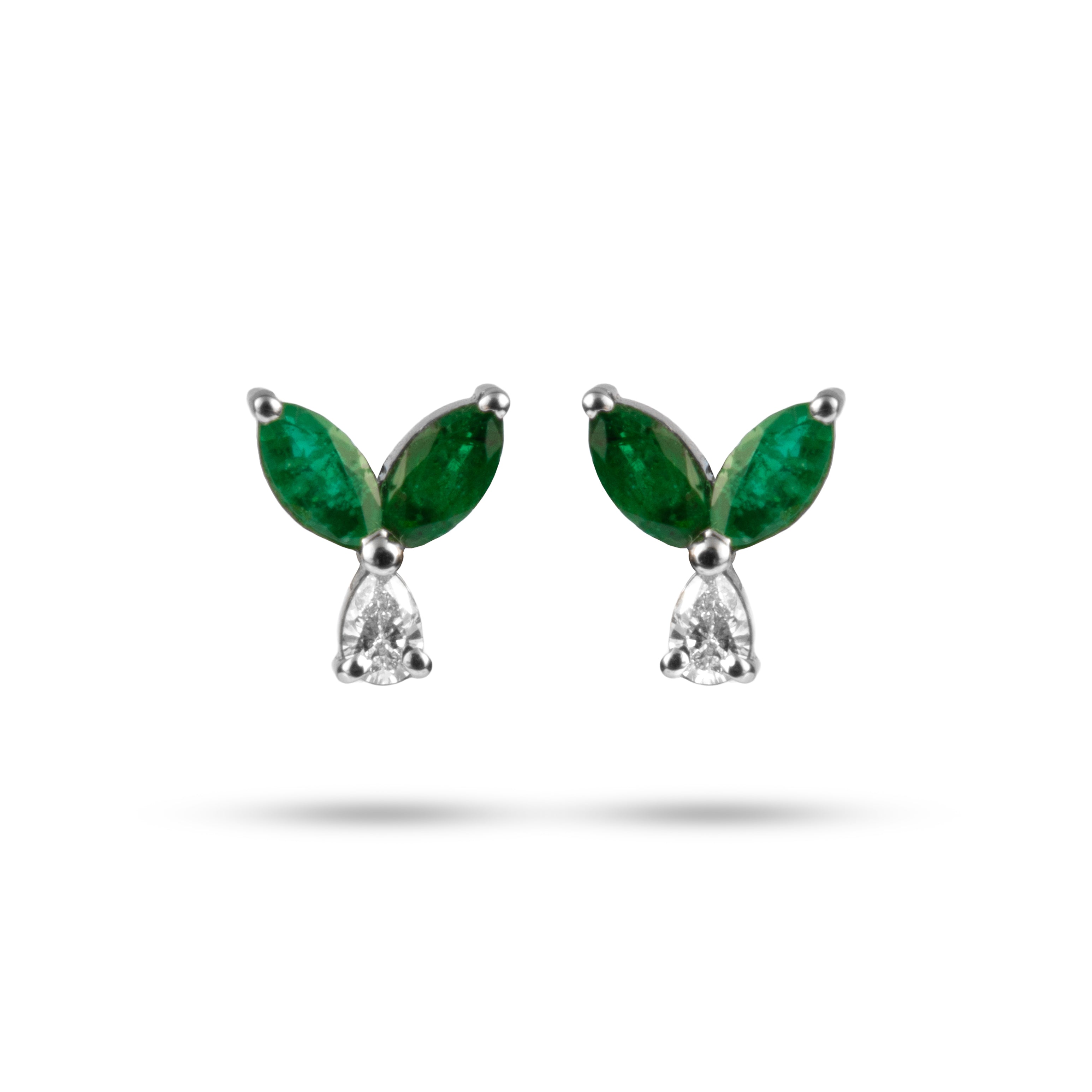 KIDS MARQUISE EMERALD & DIAMOND EARRING