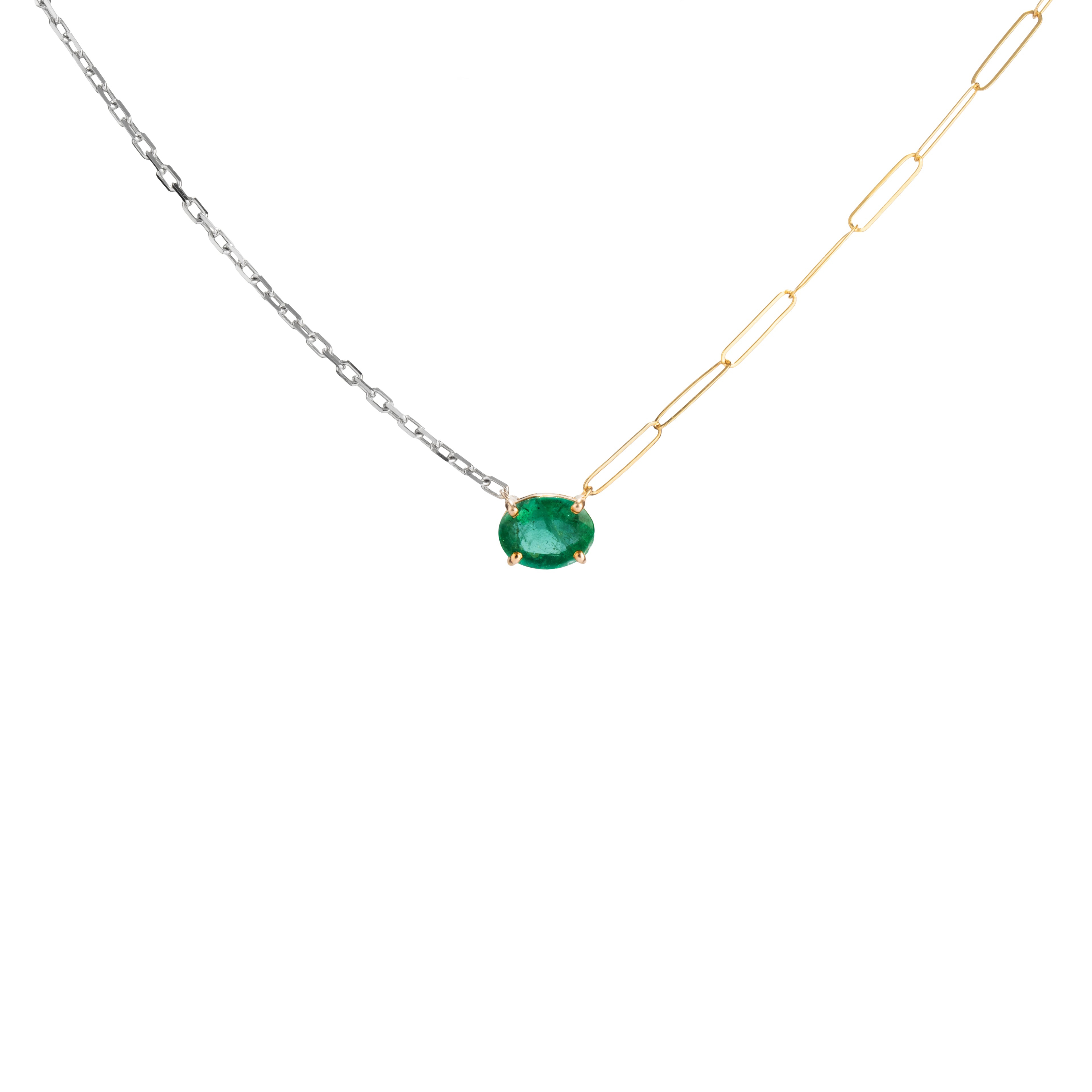 EMERALD TWO TONE NECKLACE