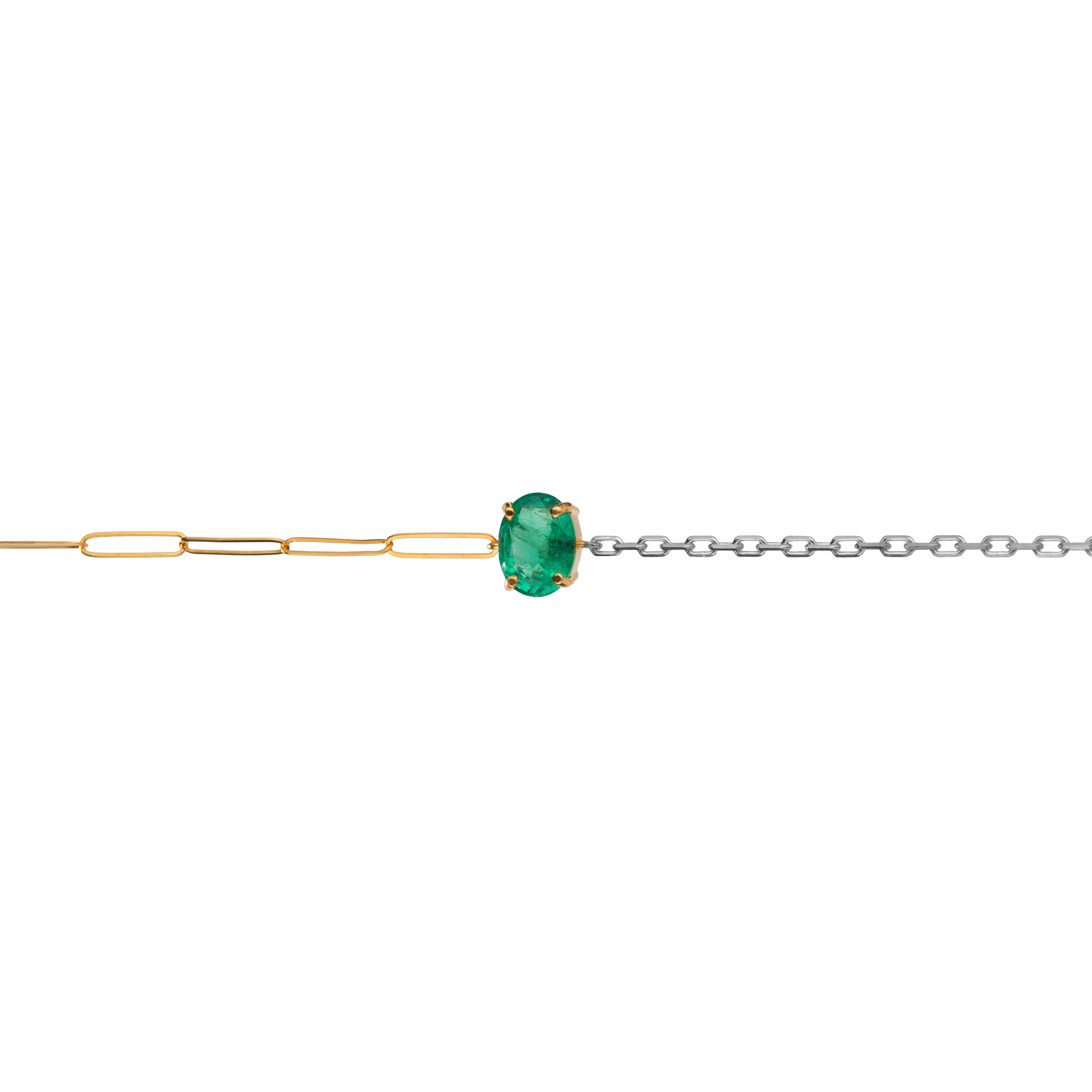 EMERALD TWO TONE BRACELET
