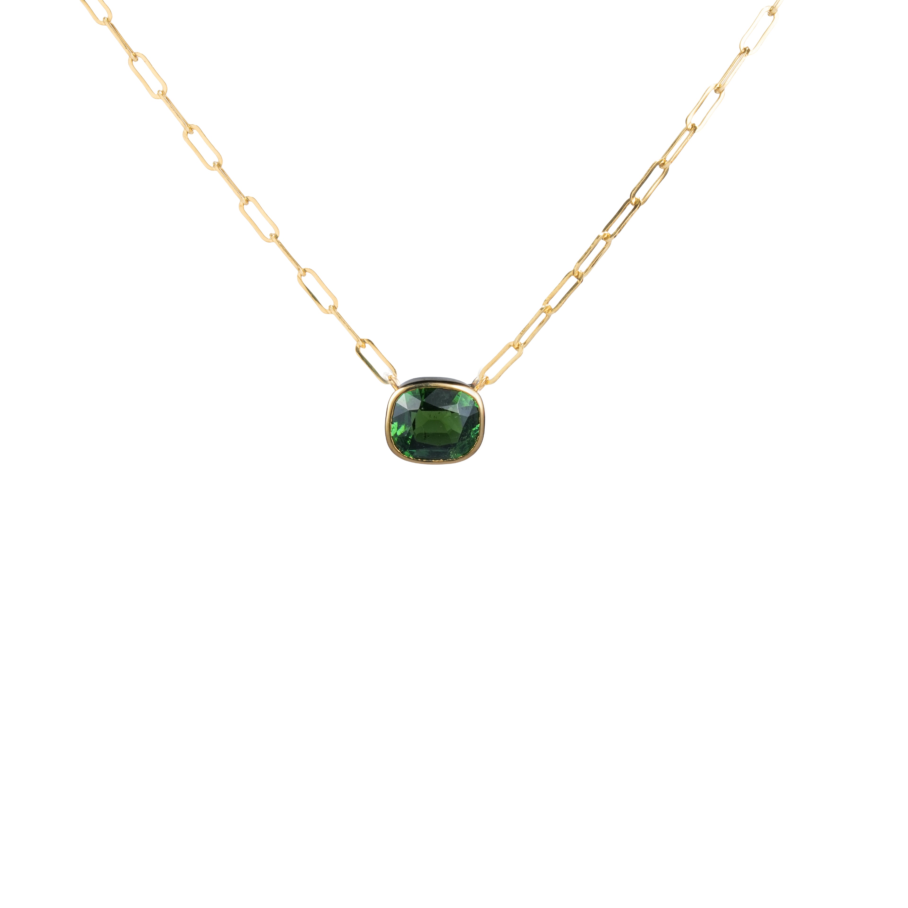 GREEN TOURMALINE WITH PAPER CLIP NECKLACE