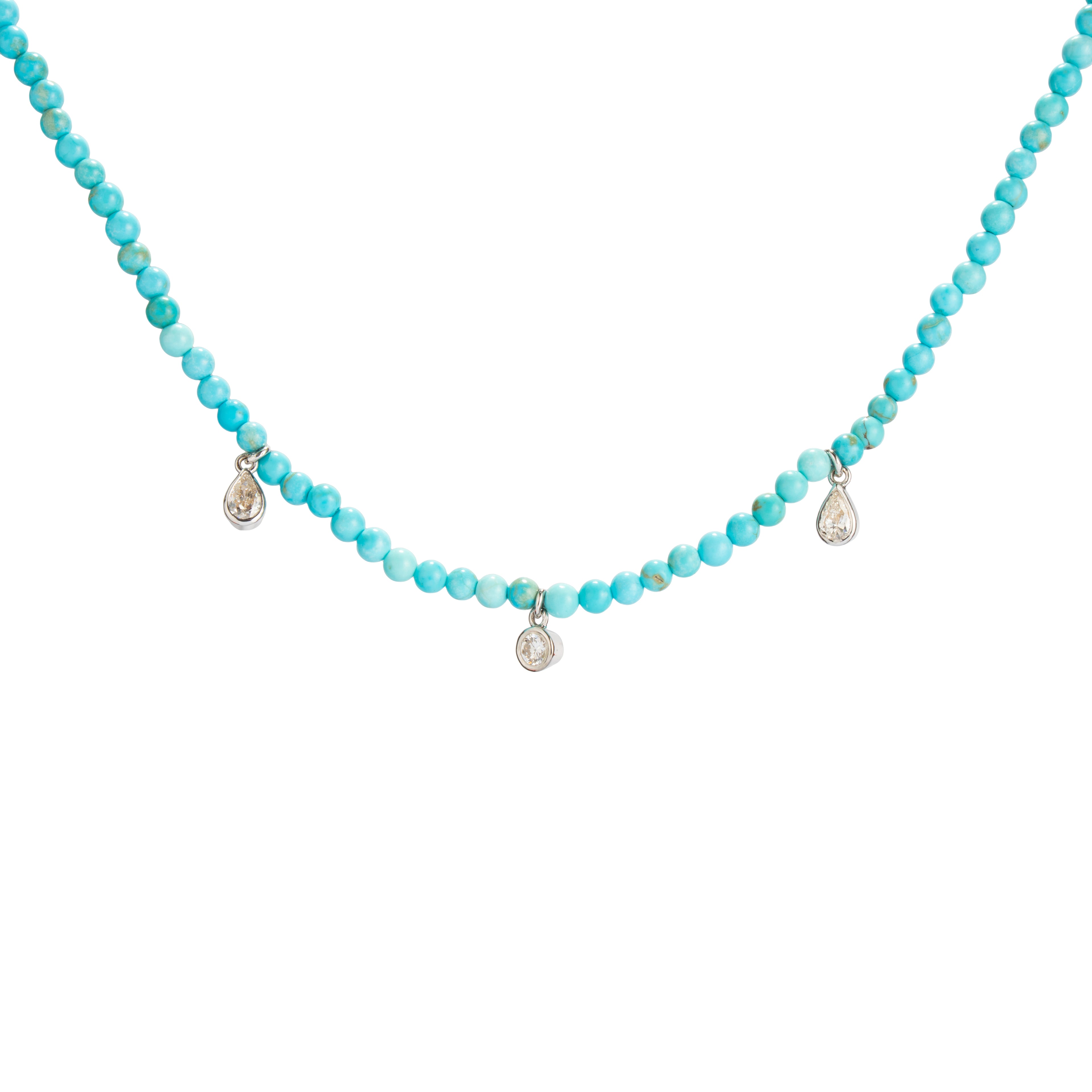 TURQUOISE & BEZEL DIAMOND NECKLACE