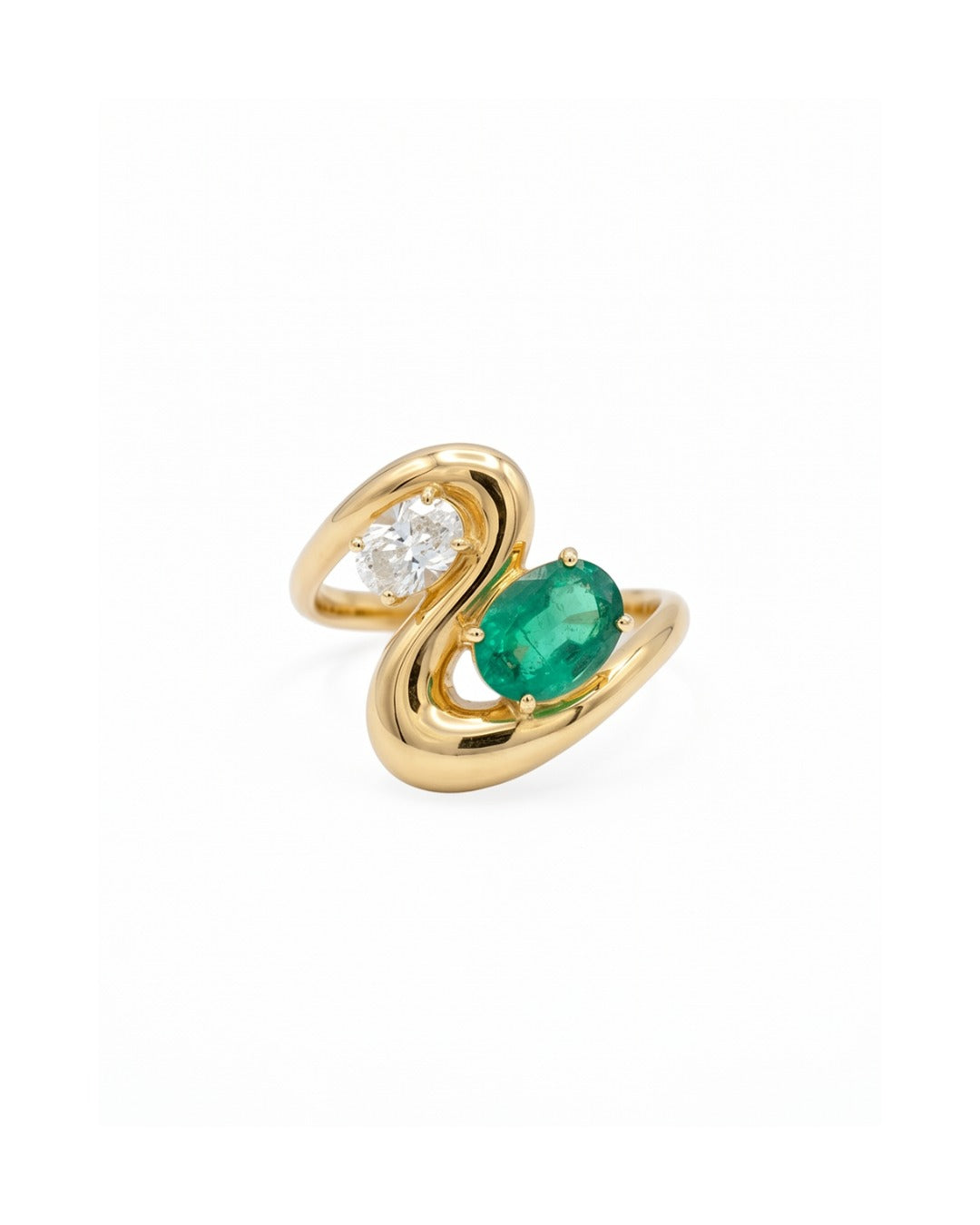 Emerald Double Wave Ring